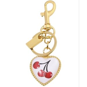Cherry Keychain Bag Charm - Gold Red White - NWT